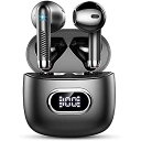 Wireless Earbud 5.3, 4 ENC Mics, 32H Bluetooth Earphones, LED Display, IP7 Waterproof, Bass, Noise Cancelling, USB-C, Black.お正月 セール