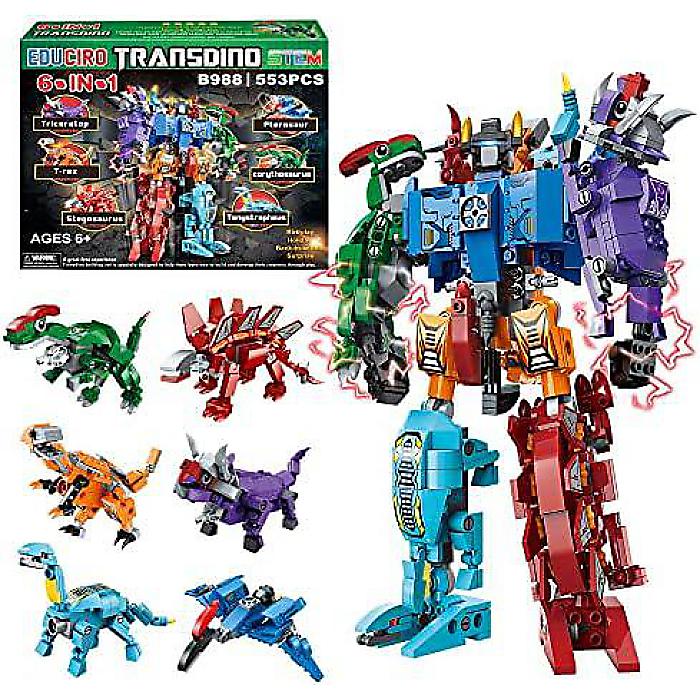 EDUCIRO WVbN Dinosaur Toys for Kids 5-7, Creator 6in1 Transformer Building Toys, Action Figure LbYo[Xf[MtgACfA 6 7 8 9 10 Year Old Boys Girls (553 Pieces TransDino)nEB[Z[/nEBObY