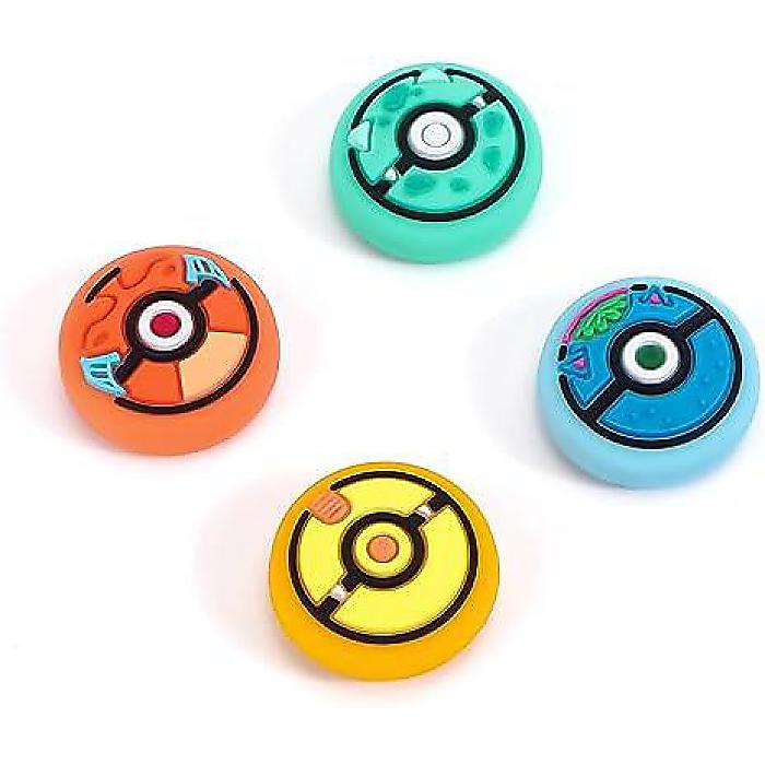 DLseego PK Balls 4PCS Thumb Grips Caps for Nintendo Switch/Switch Lite/Switch OLED, Pika Joy Con Joystick Controller Soft Silicone Cover Cute Protective Analog 3D Cartoon Button Capハロウィーンセール/ハロウィングッズ