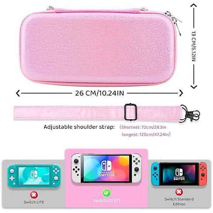 CONSOLEARMOR Nintendo Switch(ニンテンドースイッチ) OLED用グリッターキャリングケース「ピンク」トラベルセット夏休みセール