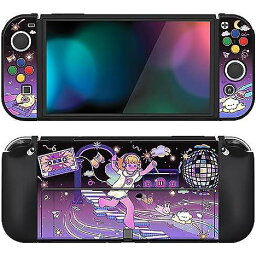 PlayVital ZealProtect ゼラプロテクトソフト Nintendo Switch(ニンテンドースイッチ) OLED用保護ケース「ダンシングノーツ」 ジョイコングリップカバー サムグリップ & ABXY方向ボタンキャップ付きハロウィーンセール/ハロウィングッズ