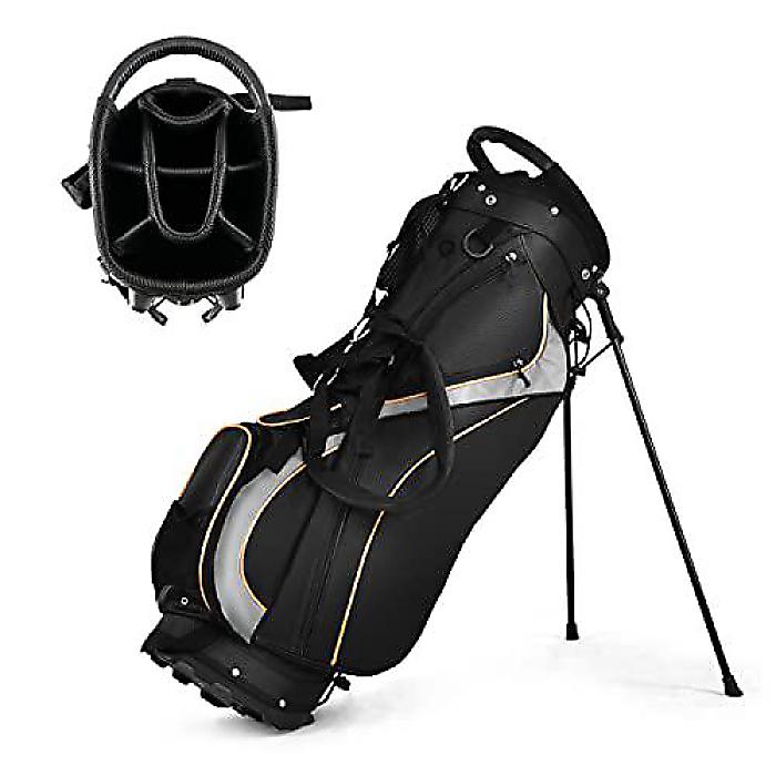 Tangkula(タングクラ) ゴルフスタンドバッグ「8ウェイトップディバイダー」軽量着脱式デュアルストラップ&7つのポケット、防水レインフード搭載、男女兼用、ブラックハロウィーンセール/ハロウィングッズ
