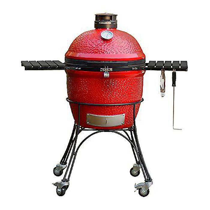 Kamado Joe(カマドジョー) KJ23RHC Classic Joe II 18インチチャコールグリル キャートとサイドシェルフ付き ブレイズレッドお正月 セール