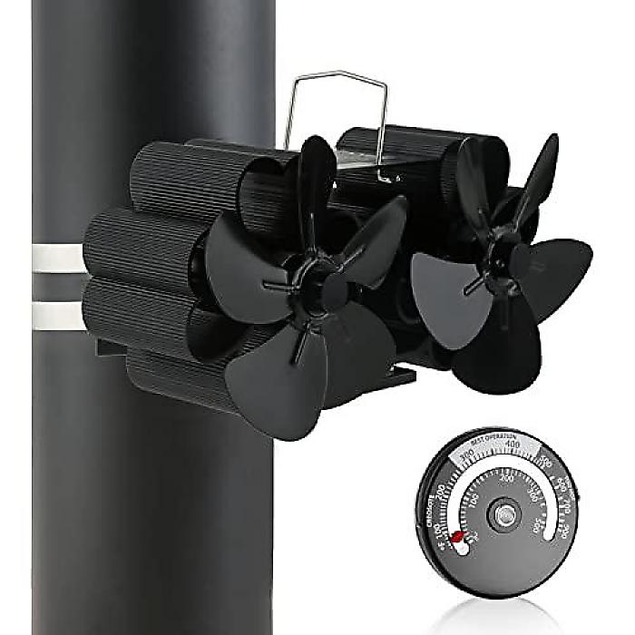 ゴーハンティー10-ブレード ウッドストーブファン ミニ ハンギングファイヤープレイスファン エアーブロワー ウッド/ログバーナー用 エコフレンドリー ファン サーモメーター付き夏休みセール