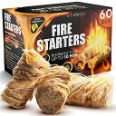 Fire Starter(ファイヤースターター) - 自然な松の木のファイアスターター。燃焼時間10分、全天候対応&無臭 - 60個入り夏休みセール