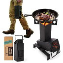 WISE MOOSEロケットストーブ(Rocket Stove) クッキング用 - 頑丈な鋳鉄製ポータブルロケットストーブ 木質燃料用ミニストーブ 木質燃焼ヒーター 木火キャンプストーブ ファイヤータワー ポータブル木質燃焼ストーブ夏休みセール
