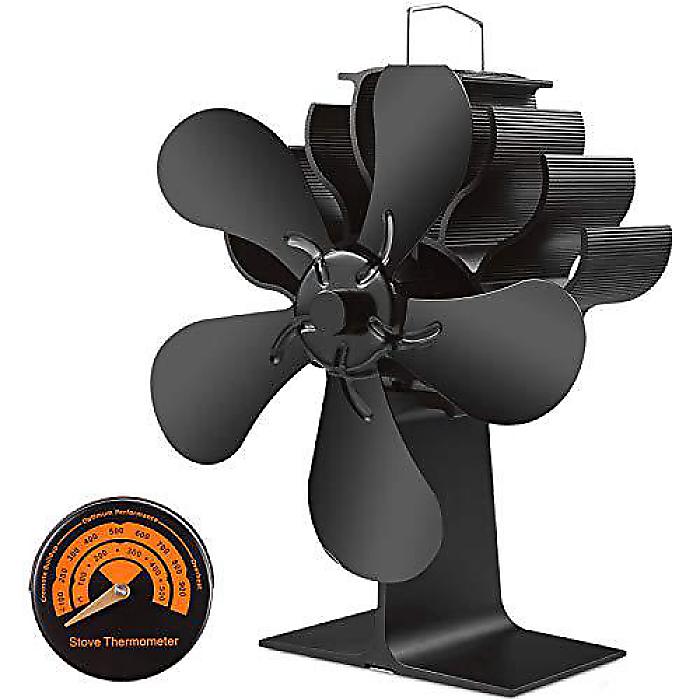 Slivek 5-Blades Fireplace Stove Fan(スライベック 5枚羽セット ファイヤプレイス・ストーブファン), Thermometer Includedお正月 セール