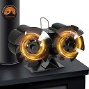Holldoor 12 Blades Fireplaced Fan(ファイヤープレイスドファン) 非電動, 木製暖炉ファン 熱駆動式, 磁気サーモメーター付きストーブファン 木炭ストーブ/ログバーナー用 (ブラック)お正月 セール