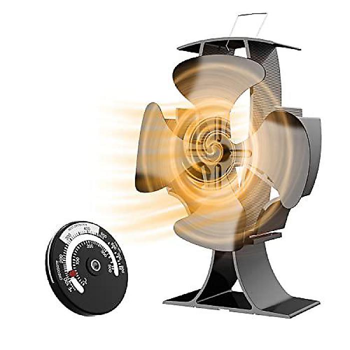 WESTLEY 木材ストーブファン(Wood Stove Fan) 熱で動く、4枚羽根ファイヤープレースファン(Fireplace Fan) 木材/ログバーナー/ファイヤープレース専用、80%以上の暖かい空気循環、磁気付き温度計付きお正月 セール