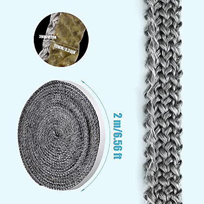 Fireplace Tape Seal Graphite-Included Glass Fiber Rope Gasket (Gray) for Wood-Burning Stoves (ファイヤープレイステープシール) 交換用ドアガスケットお正月 セール 2