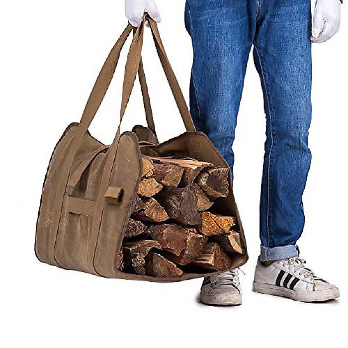 Firewood Log Carrier Bag(ファイヤーウッドログキャリアーバッグ) キャンバス製耐久性のある大型ファイヤーログトート ストーブ用の頑丈な暖炉ウッドストーブアクセサリー収納バッグ 焚き火用のキャリヤーホルダーお正月 セール