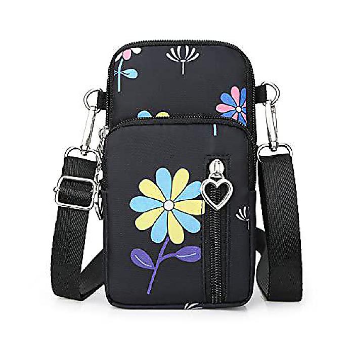 Women 039 s Crossbody Cell Phone Purse Wallet Wristband Bag for iPhone 14 Pro Max Galaxy S22 Note 20 A32 Moto G Power LG Stylo 6 V60 (Black Flower-L)お正月 セール