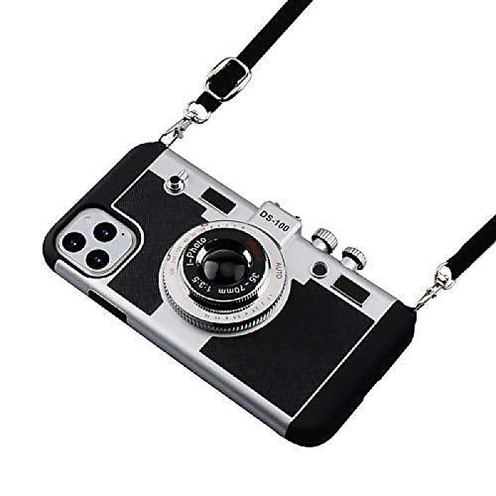 Awsaccyエミリー・イン・パリ iPhone 13 Pro Max用カメラケース ヴィンテージカバー 可愛い3Dクールなユニークなデザイン シリコンケース ネックストラップ付き(取り外し可) 女の子や女性向け ブラックお正月 セール