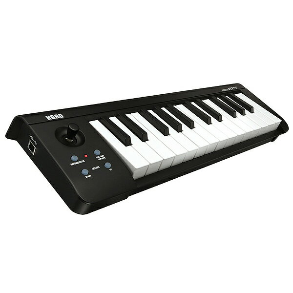 Korg(コルグ) / micro KEY-25の事ならフレンズにご相談ください。 Korg(コルグ) / micro KEY-25の特長！microKEYに従来の37鍵に加え、25鍵と61鍵モデルが新登場！ Korg(コルグ) / micro KEY-25のココが凄い！PCベースの音楽制作/演奏をパーフェクトにサポートするUSB MIDIキーボードmicroKEYが、25/37/61の鍵盤バリエーションを揃えて新登場。■高いポータブル性を備えた25鍵■省スペースでの制作環境を構築可能な37鍵■演奏にもこだわるプレイヤーに最適な61鍵 Korg(コルグ) / micro KEY-25のメーカー説明 microKORG XLやmicroARRANGERなどで好評を得ている、新開発のベロシティ対応ナチュラル・タッチ・ミニ・キーボードを搭載したコンパクトなUSB MIDIキーボードmicroKEY。従来の37鍵モデルに加え、よりポータブルになった25鍵モデルと、両手でスムーズに演奏できる5オクターブの61鍵モデルがラインナップに加わりました。またバンドル・ソフトウェア／ディスカウント・クーポンもこれまで以上に充実し、61鍵モデルにはなんとKORG Legacy Collectionのライセンスも付属。microKEYは、手軽でコンパクト、かつ充実した音楽制作システムを構築したいミュージシャンに、ベストなUSB MIDIキーボードです。■薄型でライトウェイト。USBバス・パワーで駆動するUSB MIDIキーボード。■優れた弾き心地を実現した、ベロシティ対応ナチュラル・タッチ・ミニ・キーボード搭載。■高いポータブル性を備えた25鍵、省スペースでの制作環境を構築可能な37鍵、演奏にもこだわるプレイヤーに最適な61鍵の3モデルを用意。■オクターブ・シフト・ボタンとキー・トランスポーズを使えば、MIDI規格上のすべての音域をカバー。■高いコントロール性を生むアルペジエーター・ボタンや、サスティン／タップ・ボタン、ジョイスティックを搭 Korg(コルグ) / micro KEY-25の仕様 ■鍵盤：25■コントローラー：ジョイスティック、アルペジエーター・ボタン、サスティン／タップ・ボタン■オクターブ・シフト：-4〜+4■USB端子：B端子■電源：USBバス電源方式：■消費電流：100 mA以下■外形寸法：395（W）x 131（D）x 53（H）mm■重量：650g■付属品：USBケーブル、KORG BUNDLE SOFTWARE PINカード【動作環境】■Macintosh・対応コンピュータ：Mac OS X の動作環境を満たすUSBポートを搭載した Intel プロセッサのApple Macintosh・対応OS：Mac OS X 10.5以降■Windows・対応コンピュータ：Microsoft Windows XP/Vista/7 の動作環境を満たすUSBポート搭載のコンピューター・対応OS：Microsoft Windows XP SP3（32bit）、または Microsoft Windows Vis 全て新品。ケーブル・消耗品以外メーカー1年保証書付のでご安心してお買いもの頂けます。Korg(コルグ) / micro KEY-25の事ならフレンズにご相談ください。 Korg(コルグ) / micro KEY-25の特長！microKEYに従来の37鍵に加え、25鍵と61鍵モデルが新登場！ Korg(コルグ) / micro KEY-25のココが凄い！PCベースの音楽制作/演奏をパーフェクトにサポートするUSB MIDIキーボードmicroKEYが、25/37/61の鍵盤バリエーションを揃えて新登場。■高いポータブル性を備えた25鍵■省スペースでの制作環境を構築可能な37鍵■演奏にもこだわるプレイヤーに最適な61鍵 Korg(コルグ) / micro KEY-25のメーカー説明 microKORG XLやmicroARRANGERなどで好評を得ている、新開発のベロシティ対応ナチュラル・タッチ・ミニ・キーボードを搭載したコンパクトなUSB MIDIキーボードmicroKEY。従来の37鍵モデルに加え、よりポータブルになった25鍵モデルと、両手でスムーズに演奏できる5オクターブの61鍵モデルがラインナップに加わりました。またバンドル・ソフトウェア／ディスカウント・クーポンもこれまで以上に充実し、61鍵モデルにはなんとKORG Legacy Collectionのライセンスも付属。microKEYは、手軽でコンパクト、かつ充実した音楽制作システムを構築したいミュージシャンに、ベストなUSB MIDIキーボードです。■薄型でライトウェイト。USBバス・パワーで駆動するUSB MIDIキーボード。■優れた弾き心地を実現した、ベロシティ対応ナチュラル・タッチ・ミニ・キーボード搭載。■高いポータブル性を備えた25鍵、省スペースでの制作環境を構築可能な37鍵、演奏にもこだわるプレイヤーに最適な61鍵の3モデルを用意。■オクターブ・シフト・ボタンとキー・トランスポーズを使えば、MIDI規格上のすべての音域をカバー。■高いコントロール性を生むアルペジエーター・ボタンや、サスティン／タップ・ボタン、ジョイスティックを搭 Korg(コルグ) / micro KEY-25の仕様 ■鍵盤：25■コントローラー：ジョイスティック、アルペジエーター・ボタン、サスティン／タップ・ボタン■オクターブ・シフト：-4〜+4■USB端子：B端子■電源：USBバス電源方式：■消費電流：100 mA以下■外形寸法：395（W）x 131（D）x 53（H）mm■重量：650g■付属品：USBケーブル、KORG BUNDLE SOFTWARE PINカード【動作環境】■Macintosh・対応コンピュータ：Mac OS X の動作環境を満たすUSBポートを搭載した Intel プロセッサのApple Macintosh・対応OS：Mac OS X 10.5以降■Windows・対応コンピュータ：Microsoft Windows XP/Vista/7 の動作環境を満たすUSBポート搭載のコンピューター・対応OS：Microsoft Windows XP SP3（32bit）、または Microsoft Windows Vis 全て新品。ケーブル・消耗品以外メーカー1年保証書付のでご安心してお買いもの頂けます。