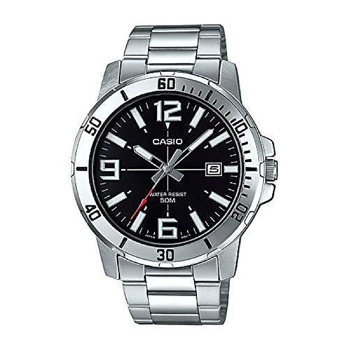 Casio(カシオ) MTP-VD01D-1BV Men's(メンズ) Enticer(エンタイサー) Stainless Steel(ステンレススチール) Black Dial(ブラックダイアル) Casual(カジュアル) Analog(アナログ) Sporty(スポーティ) Watch(ウォッチ)夏休みセール