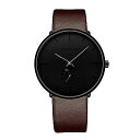 Ultra-Thin Minimalist Waterproof メンズウォッチ - レザーバンドのドレスウォッチ夏休みセール