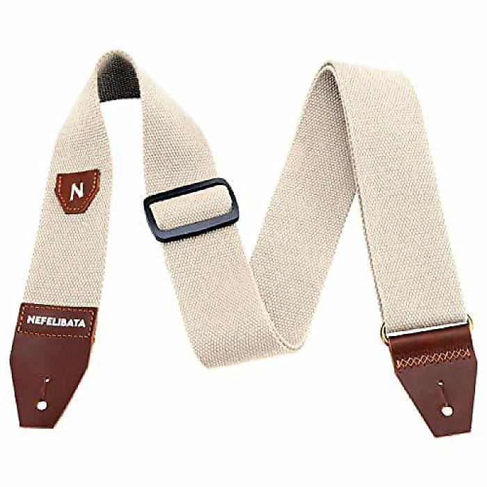 Nefelibata (ネフェリバータ) Full Grain Leather End 100% Cotton Guitar Strap with Pick P...
