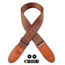 Guitar Strap(ギターストラップ) アコースティック、エレクトリックギター用、スエードレザーエンド付き、セーフティロック2個、レザーギターストラップボ...
