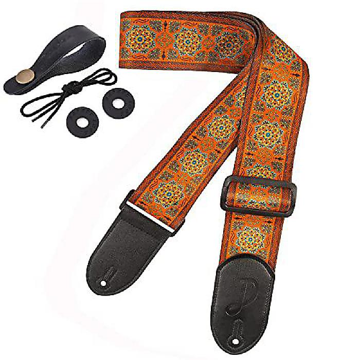 Dulpheeギターストラップ(ダルフィーギターストラップ)、W/フリー2ロック&1ボタン、ベース、エレキ&アコースティックギターに超快適なショルダーストラップ...