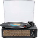 WOCKODERビンテージターンテーブル レコードプレーヤー(ウォックダー) スピーカー付き ベルト駆動 3スピード対応 Bluetoothワイヤレス再生 ヘッ...