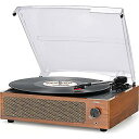 Vintage Belt-Driven Vinyl Record Player with Speakers LP Vinyl Playback Retro BrownNX}X Z[