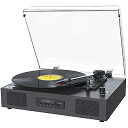 Bluetoothレコードプレーヤー(ヴィンテージポータブルタイプ) LPフォノグラフ 3速度対応 ブラック夏休みセール