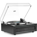 楽天ミュージックハウス フレンズAll-in-One Record Player High Fidelity Belt Drive Turntable for Vinyl Records （ビルトイン2 Tweeter and 2 Bass Stereo Speakers） MM Cartridge搭載 Bluetooth, Aux-in, RCA, Auto Stop機能付き ブラッククリスマス セール