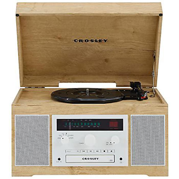 Crosley CR7018A-NA Haydn Bluetooth対応3速ターンテーブル、AM/FMラジオ、CD/Cassetteプレーヤー、Aux-in搭載 ナチュラルデザインクリスマス セール