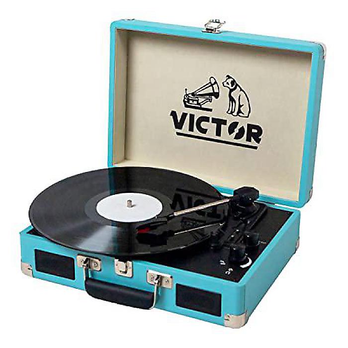 VICTOR Metro(ビクターメトロ) 3-Speed Portable Suitcase Turntable Record Player with Dual Bluetooth in & Out, Built-in Stereo Speakers(内蔵ステレオスピーカー), Turquoise(ターコイズカラー)クリスマス セール