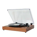 Walnut Bluetooth Turntable(EH[ibg u[gD[X ^[e[u) with Built-in Stereo Speakers and 3-Speed (3x) Playback, RCA and AUX Connectivity, Auto-StopNX}X Z[