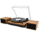 LP&No.1 Bluetooth レコードプレーヤー 自動停止付き イエロー ブックシェルフスピーカー付き ワイヤレス レコードターンテーブル 3スピード ベ...