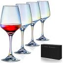 Red Wine Glasses(レッドワイングラス) アイリディセント ステムウェア クリスタルワイングラス レインボーワイングラス 4個セット夏休みセール