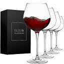 ELIXIR GLASSWARE レッドワイングラス(エリクサーグラスウェア) セット4個、プレミアムクリスタル製、22オンス、ロングステム、ワインテイスティン...
