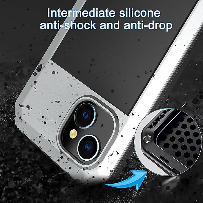 【ホワイト】Marrkey iPhone 15対応ケース【Tough Armour】アルミ合金メタルケース、シリコン内蔵スクリーンプロテクター付き、フルボディ防護カバー-新生活応援 2
