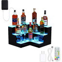 LEDライト付き酒ボトルディスプレイシェルフ - 3ステップ、20インチ、リモート&アプリコントロール、ワインホルダースロット付きアクリル、多機能ワインラック夏...