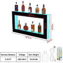 LEDライト付き酒ボトルシェルフ、正方形2段48インチバーボトルディスプレイシェルフ、リモート&アプリコントロール付き、16色、ホームコマーシャルバーのための壁...