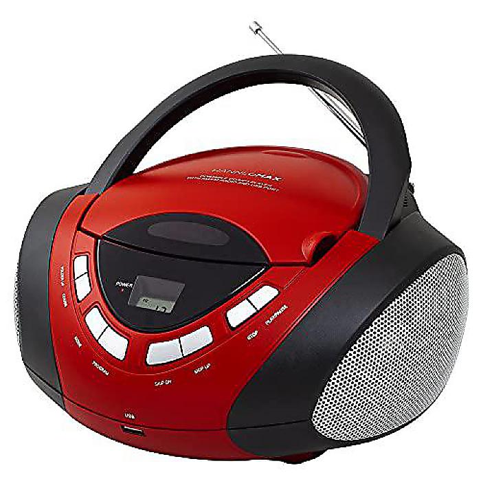 楽天ミュージックハウス フレンズHANNLOMAX HX-320CD CD/MP3 Boombox AM/FMラジオ USBポート搭載 MP3再生対応 オーディオ入力 LCDディスプレイ AC/DC二重電源 （Red/Black）クリスマス セール