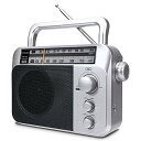 Retekess TR604 AM FMラジオ ポータブルトランジスタアナログラジオ 3.5mmイヤホンジャック ケース付き 3D電池またはAC電源対応 (シル...