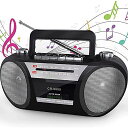 AM FMラジオブームボックス Cassette Player(カセットプレーヤー):スタンダードイヤホンジャック搭載 デュアルステレオスピーカー搭載のレトロな...