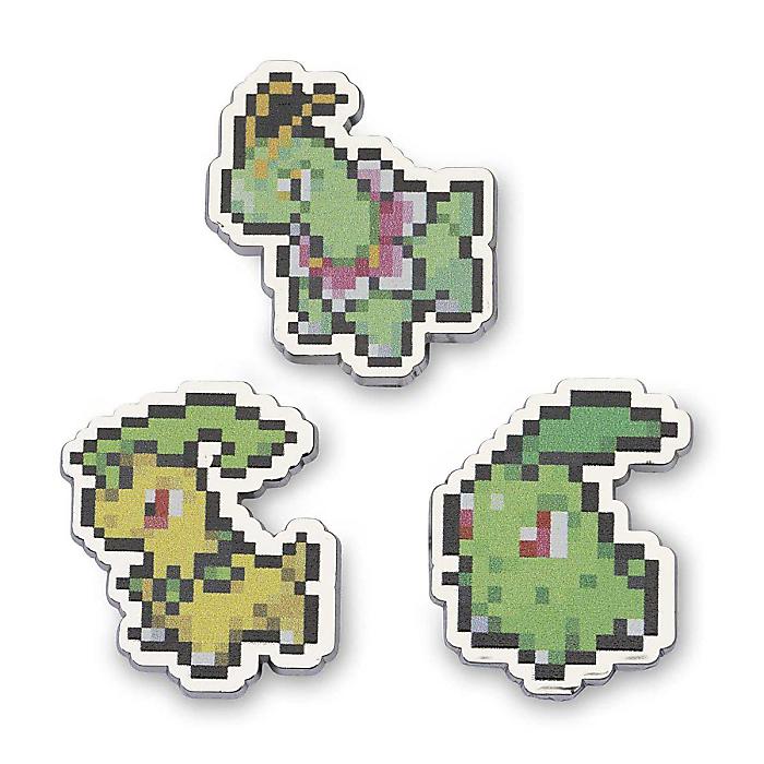 【メール便/送料無料】 Pokemon Center(ポケモンセンター) / チコリータ ベイリーフ メガニウム ポケモンピクセルピンバッジ(3個セット)お正月 セール【メール便/送料無料】