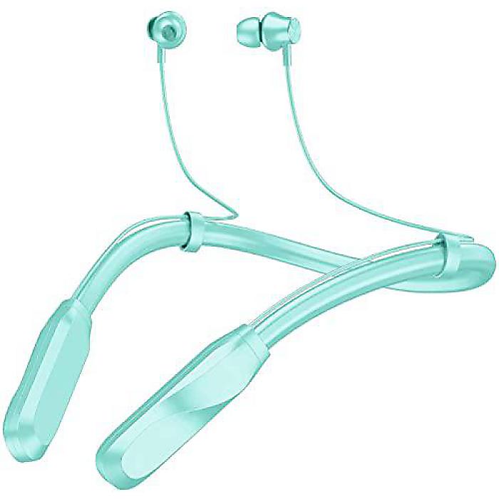 Long-Lasting Bluetooth Headphones Neckband 120 Hours Playtime, Sports Sweatproof Light Green, Microphone Running Wireless Connectivity