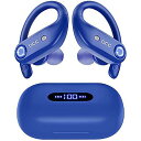 Wireless Earbuds Bluetooth Headphones 130H Playback 4-Mic HD Call IP7 Waterproof Ear Buds in Ear Sport LED Display Earphones with Earhooks (Blue)V