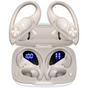 Bluetooth Headphones Wireless Earbuds 80hrs Playtime Wireless Charging Case Digital Display Sports Ear buds with Earhook Waterproof Over-Ear Earphones for TV Phone Laptop Contrast Color (Pearl Gray)V