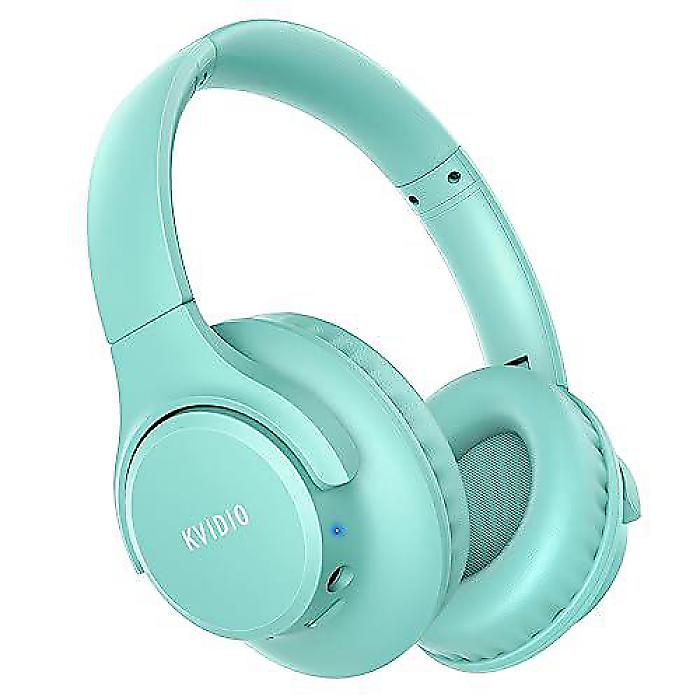 KVIDIO Bluetooth Headphones Over Ear, 65 Hours Playtime, Wireless Headphones with Microphone, Foldable Lightweight Headset for Travel Work Cellphone (Green)新生活応援