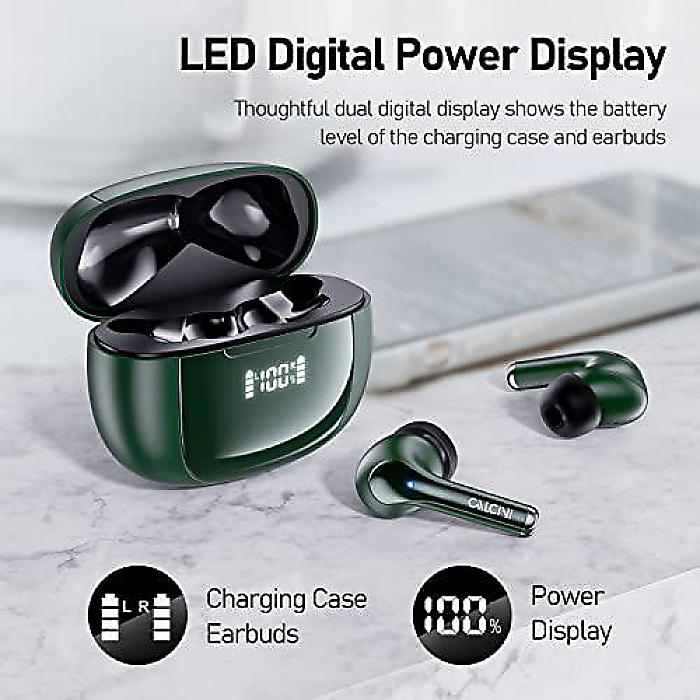 Bluetooth Headphones 5.3(ブルートゥースヘッドホン5.3) True Wireless Earphones Deep Bass Sound TWS Microphone, IP67Waterproof Charging Case LED Power Display夏休みセール