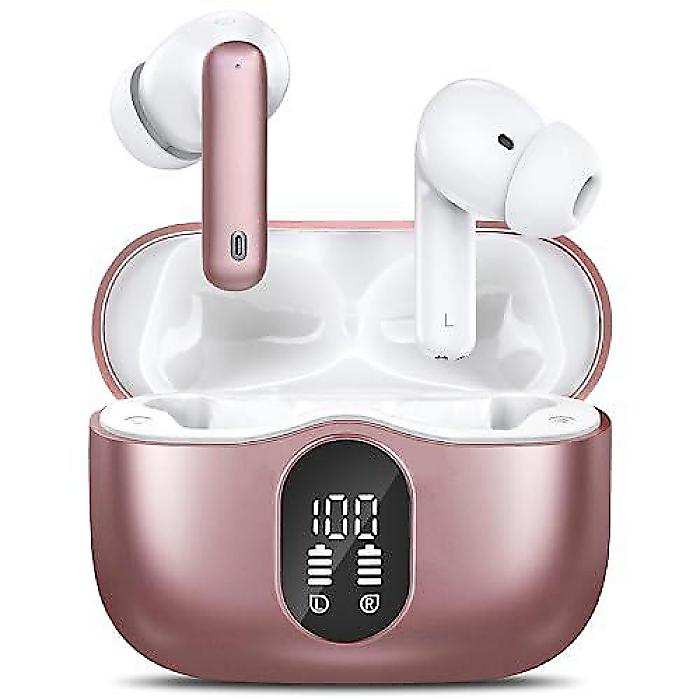 Wireless Earbuds Bluetooth Headphones LED Power Display Earphones ANC Ear Buds with Charging Case Bluetooth 5.3 Hi-Fi Stereo for iPhone/Android,Valentine 039 s Day Birthday Gifts (Rose Gold)新生活応援