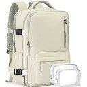 Women's Travel Laptop Backpack 40L Nylon Waterproof Carry-On Bag for Airplane, Gym Essentials, Beige夏休みセール(4)