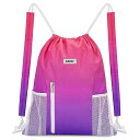 WANDF Drawstring Backpack(ワンドフ ドローストリング バックパック) メッシュポケット付き スポーツ ジム メンズ レディース用ローズ...