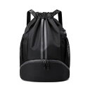 Valleycomfyスポーツドローストリングバックパック - ブラック ウォーターレジスタント メッシュポケット付き シューコンパートメント ジムバックパック...