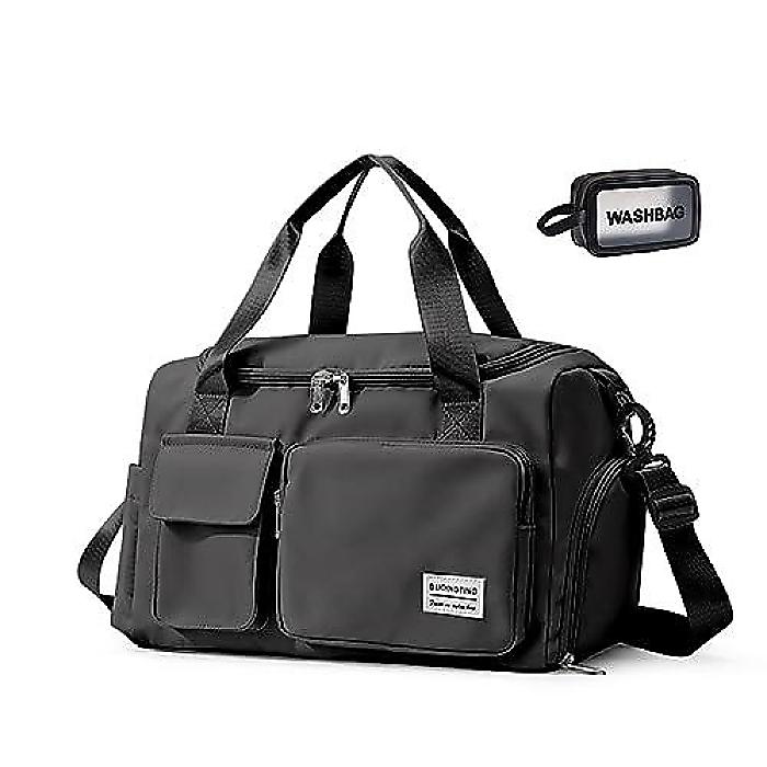 Women 039 s Fitness(ウィメンズフィットネス) Black Gym Bag, Waterproof Travel Duffle「Weekender」with Shoe Compartment Wet Pocket. Suitable for Travel, Workout, Sport.新生活応援